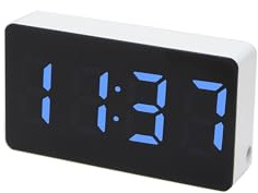 Caliber Digital Wecker - Kompakter Alarmwecker für Kinder, Erwachsene und Reisen - Dreifacher Alarmfunktion - Weiß, Blau - Automatisch dimmbare Anzeige