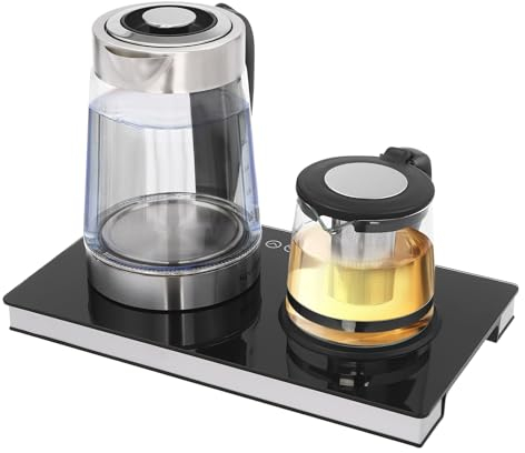 Hervidor de agua de 1800 W, tetera con hervidor de agua de 2,5 L y pequeña tetera de 1 L, apagado automático, pantalla LCD para hacer diferentes bebidas como café y té