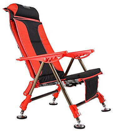 MOOWI Camping Stuhl Camping-Stuhl Gepolsterte Liegewinne Faltsport-Sport-High-Rücken-Stuhl mit Kissenaufbewahrungstasche zum Angeln Wandern im Freien 550 lbs Kapazität Anglerstuhl (Color : Orange)
