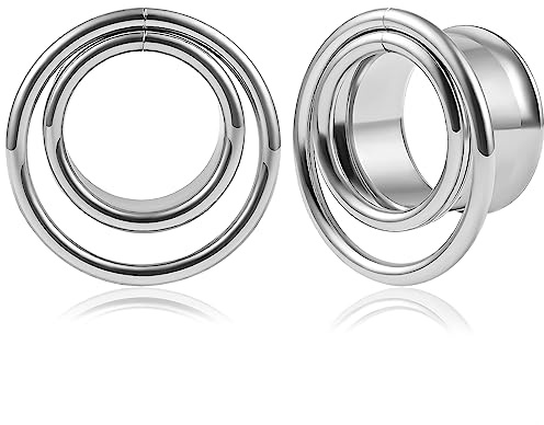 Vankula Ohr Flesh Tunnel Double Flared Plug Spule Edelstahl für Gestreckte Expander Ohrpiercing 8mm(0G) Silber