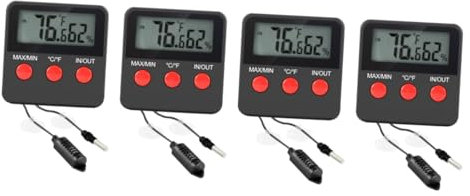 HAPINARY 4 Ensembles Thermomètre Pour Animaux De Compagnie Poisson Automatique Accessoires De Réservoir De Serpent Hygromètre Pour Reptile Congélateur Thermomètre à Abdos Black