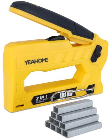 YEAHOME Kit de pistola grapadora 2 en 1 T50 resistente, pistola grapadora de tapicería con 1000 grapas T50 de 3/8 pulgadas, pistola grapadora manual para madera, manualidades, pared, bricolaje y uso