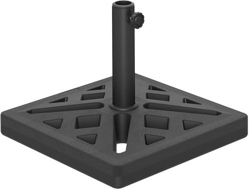 Outsunny Base per Ombrellone da 15 kg con Design Elegante Intagliato, Basamento Quadrato per Ombrelloni Max. 2.2 m e Pali da Ø32/38/48 mm in Metallo, HDPE e Cemento, 45x45x33.5 cm, Nero
