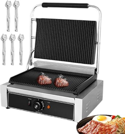 QUSYZD Appareil à croque-Monsieur électrique 1800 W/2200 W, Presse à croque-Monsieur Professionnelle avec 5 Pinces, Plaque antiadhésive pour sandwichs, Steaks, viandes, calamars, crêpes, 1800,2200W