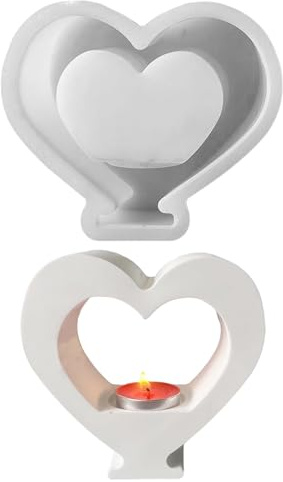 Herz Silikonform Kerzenhalter, Silikon Gießform Kerzenhalter, 3D Herz Silikonform Teelichthalter, Silikonformen Gießformen Liebe, Gießformen Silikon Weihnachten für DIY Handwerk