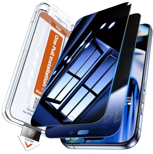 LK 2 Pack for iPhone 17 Pro Max Privacy Screen Protector, Tempered Glass Film for 17 Pro Max Anti Spy Screen Protector, No Bubbles Anti-Scratch, Military Grade Shatterproof, 1-Second Auto-Install