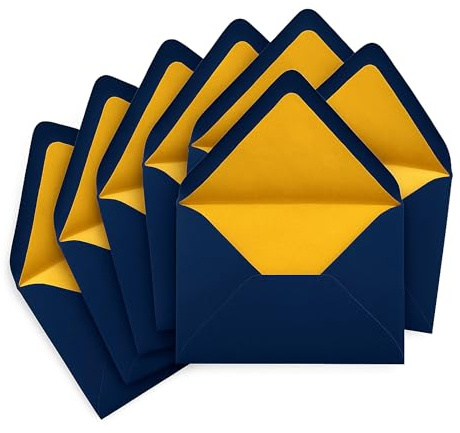 Briefumschläge C6 (25 Stück) – Navy Blau mit goldenem Seidenfutter, 100 g/m² DIN C6 162 x 114 mm – Edle Umschläge für Weihnachten, Hochzeit, Einladungskarten, Hochzeit