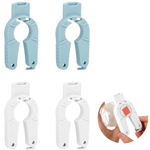 Apribottiglie Multifunzionale 3in1 in Plastica,Confezione da 4 Pezzi,Apri Bottiglie e Tappi a Vite Divertente e Pratico,per Anziani, Persone con Mani Artritiche,Facile da Afferrare e Usare in Casa