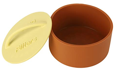 RASTKY Kaffefilterförvaring med Lock - Lätt Silikonhållare Rund Kaffefilterdispenser Hemkafé, Kaffebehållarekorg (Karamell och ingefära)