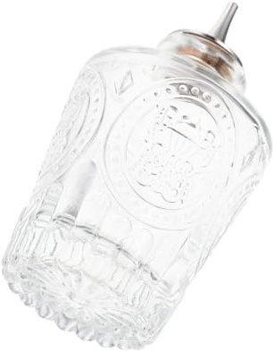 Veemoon Botella de Vidrio Amarga Decorativa de 250 Ml con Tapón Desmontable y Diseño Vintage Tallado, Accesorio Profesional para Barra y Uso en Coctelería