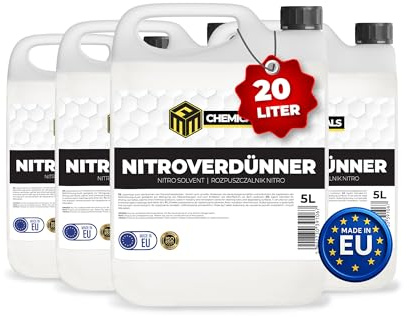 MRM Chemicals Nitroverdünner – Leistungsstarke Nitroverdünnung für Farben & Lacke | Zum Verdünnen & Reinigen von Werkzeugen | 4 × 5 L (20 L) | Profi-Qualität