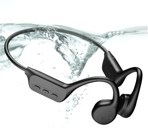 Relxhome Cuffie conduzione ossea Bluetooth 5.4 - Auricolare conduzione ossea orecchie aperte con microfono, IPX8 impermeabile conduzione casco per ciclismo, corsa sportiva