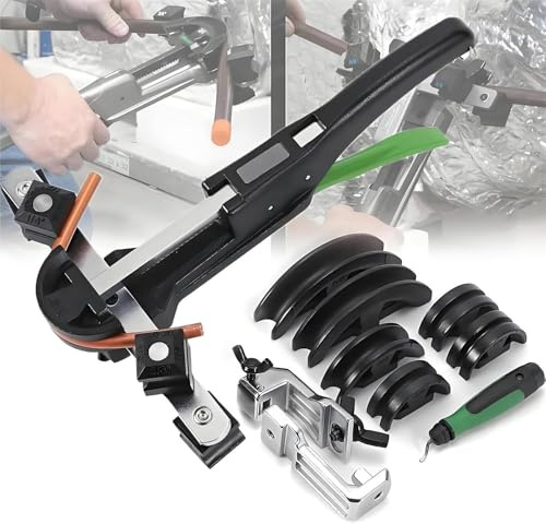 Kit piegatubi idraulico HVAC in rame con curvatura inversa e curve a 90°, include 7 matrici per piegatura tubi refrigerazione