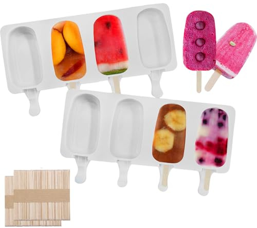Eisformen Silikon Set, Eis am Stiel Formen BPA Frei, Eisform für Stieleis & Cake Pops, Eiscreme Lolly Backform zum Selber Machen