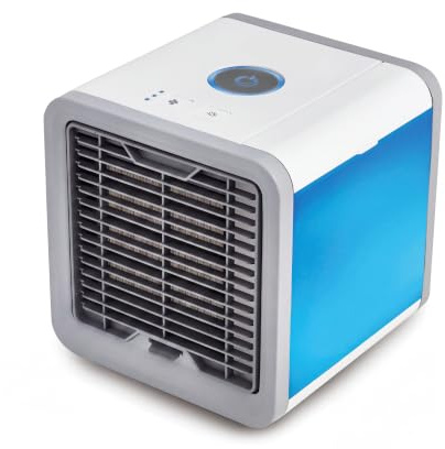ANTARTIC AIR Mini Enfriador de Aire Portátil y Climatizador Evaporativo USB. Aire Acondicionado de Sobremesa para Uso Personal con Depósito de Agua. 3 Velocidades. Luz LED con 7 colores. Bajo Consumo.