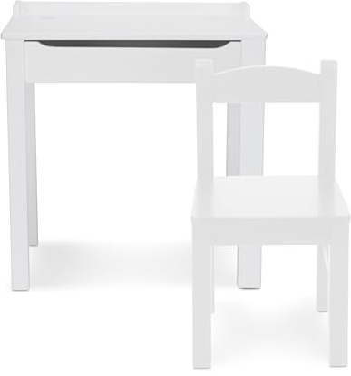 Melissa & Doug Furniture Wooden Lift-Top Desk & Chair - White