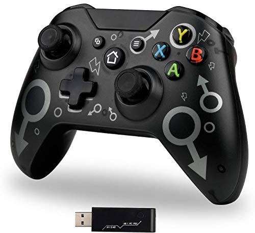 Wireless Xbox Controller with 2.4GHZ Adapter, Compatible with Xbox One X/S/PS3 & PC - Black