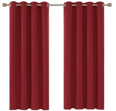 Ev Dekor® EVCRTN01 Thermal Blackout Curtains for Bedroom, Offices, Hotels Windows 46(116cm) Wide X 90(228cm) Long, Red - 2 Panels with Tie Backs