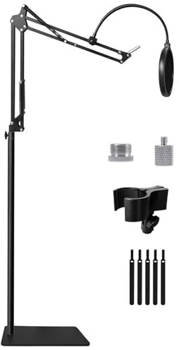 Oimlfus Mikrofonständer Boden, Mikrofon Arm für Blue Yeti, Nano, HyperX QuadCast, Elgato Wave, SM7B MV7, Fifine AM8 K688 und Mehr Mic mit 3/8, 5/8, 1/4 Schraube, Pop Filter, Mikrofonclip