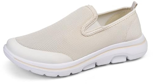 Meik Mangni Zapatillas Slip-On Mujer Zapatos de Deportivos Zapatos sin Cordones Hombre Moda Causal Sneakers,Beige,Tamaño:41 EU