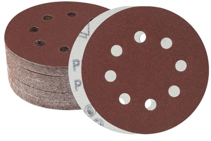 Meccion 125mm Disque de Ponçage 50 Pièces 120 Grain 8 Trous Disques Abrasifs pour Ponceuse Excentrique