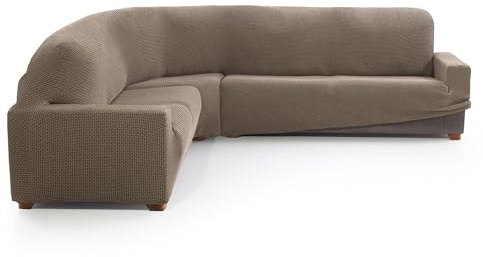MAXIFUNDAS FUNDAS DE SOFA & CHAISE LONGUE. Sofaüberwurf für Ecksofa, Relive, Farbe: Leinen, sehr elastisch, für Ecksofas.