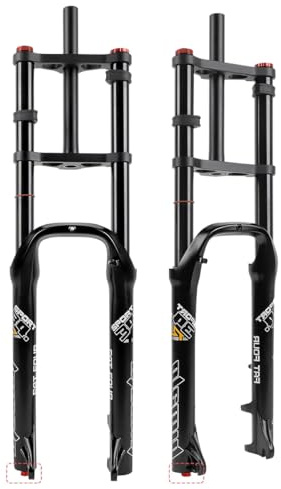 BSFHQS Fahrrad Federgabel 26 Zoll 4.0 Fat Tire Luftfedergabel Gerade Fahrrad Gabel 160mm Federweg Zugstufe Einstellbar 9 * 135mm QR Scheibenbremse Manuelles Lockout(Black)