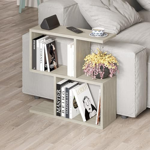 HOCUS PICUS 2 Tier Storage End Side Table, Versatile C Table, Travertine