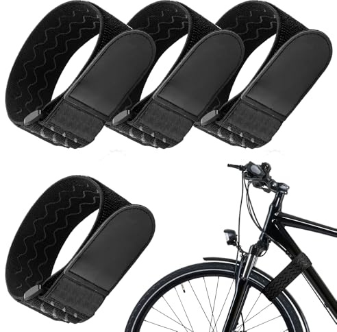 Riisoyu 4 Pcs Correas Elásticas, 85 cm x 5 cm Correa elástica antideslizante con Hebilla Multiusos Abrazaderas para cables Elástico Sujeta Extra Anchas y Extra Seguras para Cables, Bicicletas, Cables