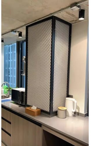 GZHERVICES Panneau Mural en Métal Robuste, Séparateur De Panneau Métallique, Grille en Fer Décorative, Pare-étincelles(Black-A,19.68x23.62in)