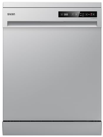 Svan Lavavajillas 60 cm Inox SJ13601EDX. 1890W, 14 Cubiertos, 2 Bandejas, 6 Programas, Display LED táctil, Función Stop&Go, Eficiencia Energética Clase E