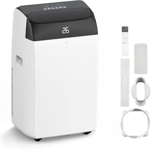 Climatiseur Mobile Silencieux 10000 BTU Climatiseur Portable sans Unité Extérieure,Écologique R290,Climatisation Mobile 4 Fonctions Refroidissement/Déshumidification/Ventilation/Suivi