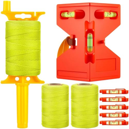 Kit di livella con tubo angolare regolabile, corda in nylon ad alta visibilità, livello magnetico a colonna per attrezzi da costruzione e giardinaggio (set 1)