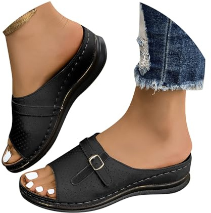 Sandalias de cuña para Mujer, Verano 2026, con Hebilla, Zapatos Modernos y Ligeros sin Cordones, Antideslizantes y Transpirables, cómodas y Elegantes para Diario y Playa