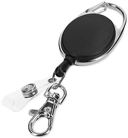 kwmobile Schlüssel Jojo mit Ausweis Clip - Schlüsselanhänger ausziehbar - Kartenhalter Karabiner Anhänger - Schlüsselband mit Karten Halter