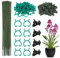 DKINY 50pcs Varillas de apoyo para plantas Soporte para plantas flores Palos de soporte Estacas plástica para plantas 50 hebillas de mariposa 50 pinzas 2mmx30cm jardín invernadero Sostener ramas tallo
