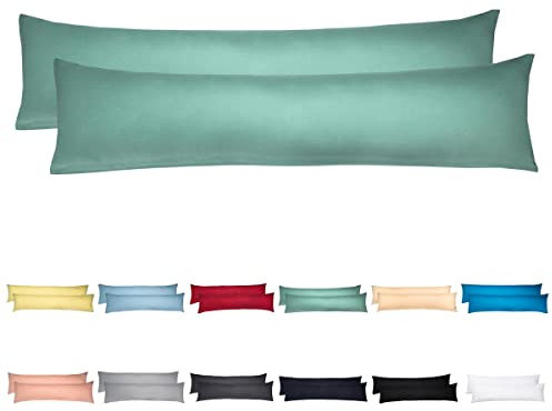 Livessa Seitenschläferkissen Bezug 40 x 145 (2er Set Kissenbezüge) - Kissenhülle mit Reißverschluss,%100 Baumwolle, Oeko-Tex Zertifiziert, atmungsaktiv, Kissenbezug für Seitenschläferkissen
