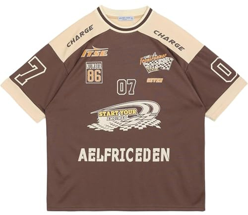 Aelfric Eden 90s Oversized T Shirts Unisex Graphic Jersey Printed Casual Tees Streetwear Vintage Summer Top Tshirt Coffee