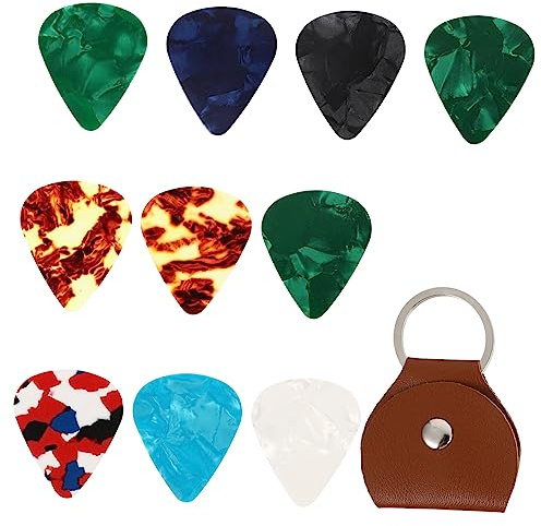 BESTonZON Gitarrenplektren-set für Akustikgitarren 11-teilig Aufbewahrungskoffer Pu-plektren Metallschnallen-design für Gitarrenspieler