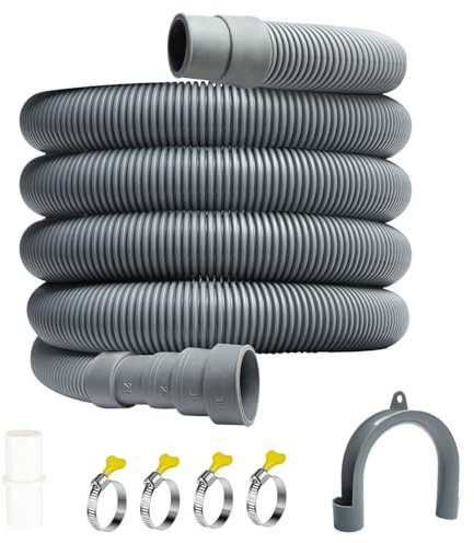 Yawfold Washing Machine Drain Hose, 6.5 Feet Flexible Dishwasher Hose Extension Kit, Universal Washer Drain Hose, W/ 1 Hose 4 Clamps-Bend Holder