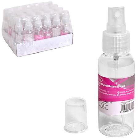 Pack 24 Botellas de Viaje. Varios Modelos a Elegir. Botella Dosificadora Viaje, Botella Avion. Bote Champú, Gel, Cremas, Colonia, Perfume. Botellas de Vuelo para Líquidos (Pulverizador 50ml)