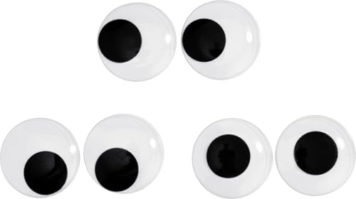 VBS Maxi Wackelaugen 6 Stück Kunststoff Basteleien Puppen Deko Rund, Ø 6 cm