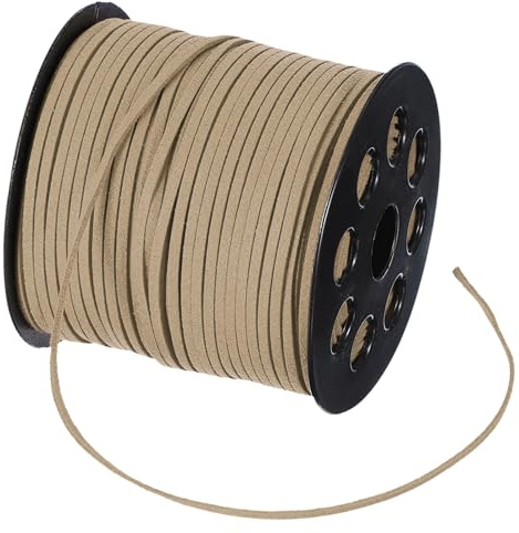 PATIKIL Platt mocka läder spets, 100 meter fuskläder snöre gör-det-själv tillbehör för halsband armband pärlor smyckestillverkning tofsar konsthantverk, kaki (2,6 mm)