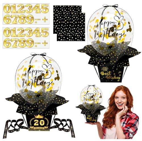 Rongrongago Palloncini Scatola Sorpresa, Scatola Porta Soldi per Regalo in Contanti, Scatola Sorpresa Compleanno per Familiari e Amici(Niente Contanti)