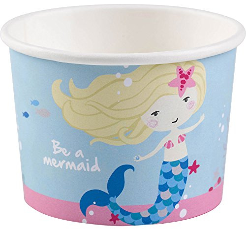 Amscan 9903036 - Lot de 8 coupes à glace Be a Mermaid - 270 ml - En carton jetable