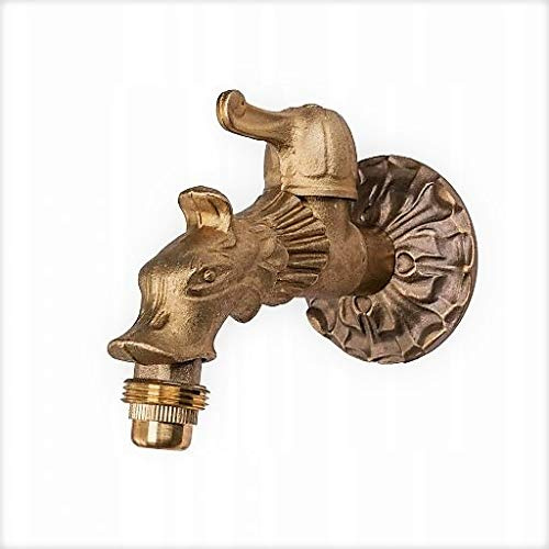 MD technic Nostalgischer Wasserhahn als Löwenkopf mit Hebel für den Außenbereich Garten, Auslaufhahn, Antik