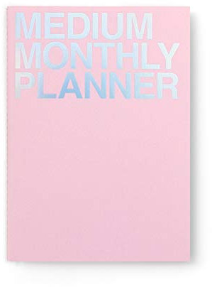 JSTORY Medium Monthly Planner Lays Flat Undated Year Round Flexible Cover Goal/Time Organizer Thick Paper Eco Friendly Customizable Stitch Bound A5 16 Months 150 GSM 18 Sheets Pink