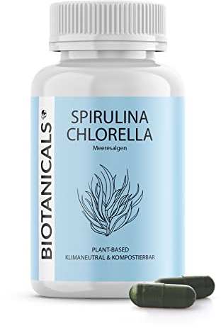 Biotanicals - Spirulina & Chlorella Kapseln (120 Stück) - Pflanzliche Algenkapseln, laborgeprüft, ohne Zusätze, hochdosiert, CO2 neutral & kompostierbar - vegan