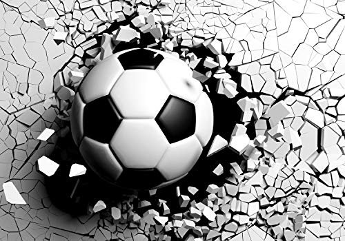 wandmotiv24 Photo murale Optique 3D ? ouverture murale sphérique S 200 x 140cm - 4 pièces photo, papier peint non tissé Mur de football pierres gris M6699