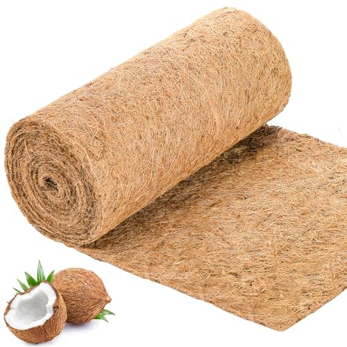 Okllen 120x12(3mx0.3m) Long Coco Liner Roll, Natural Coconut Fiber Carpet Mat Coco Planter Liners, Thick Coco Liners for Planters, Flowers, Pet, Tortoise, Lizard, Snake, Rabbit, Brown Color